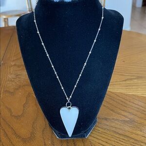 Silver Chain Necklace with White Heart Pendant